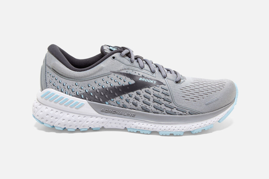 Brooks Adrenaline GTS 21 Womens Australia - Road Running Shoes - Grey/Light Blue (061-DIFBK)